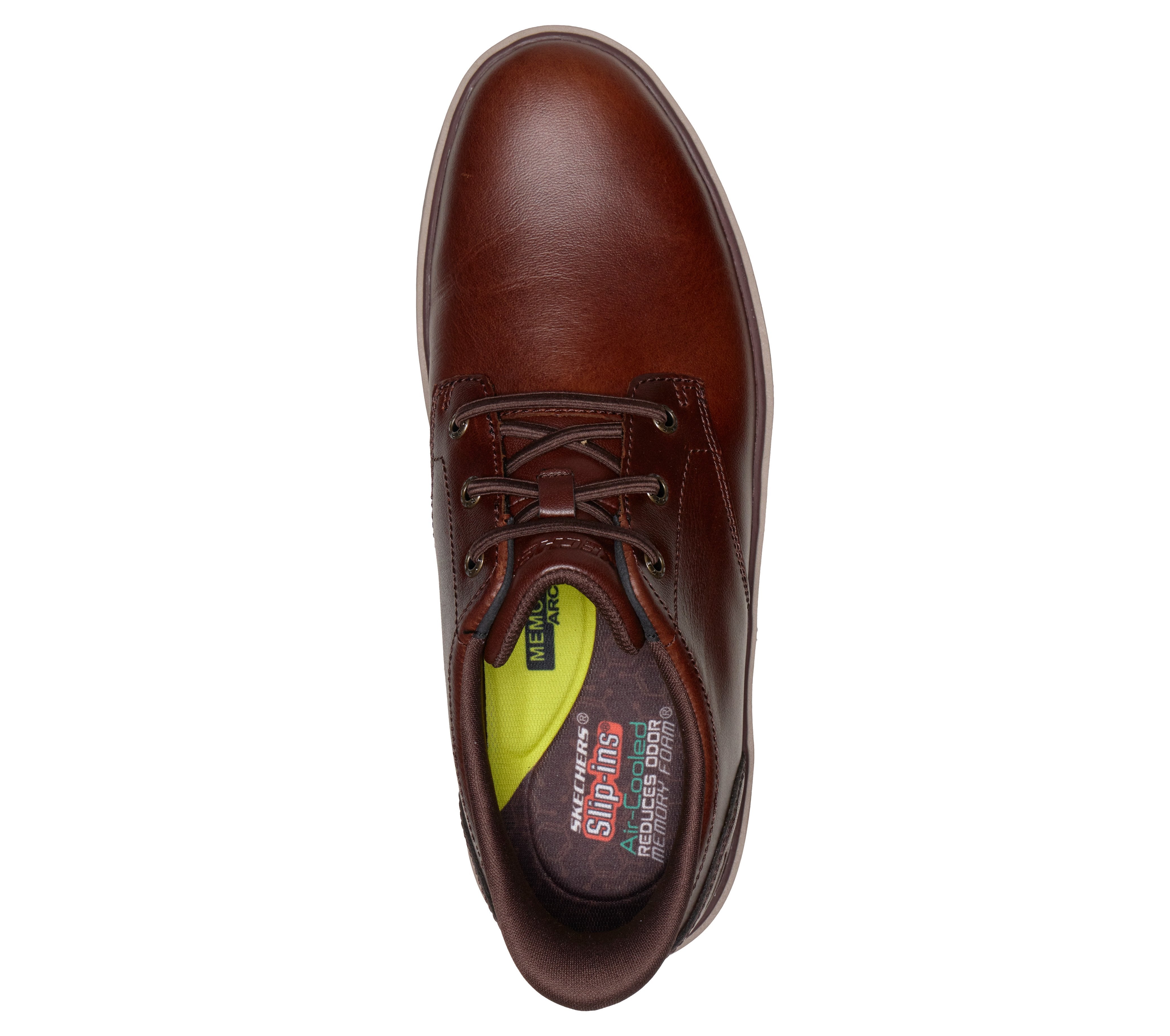 Skechers 205624 Burkett - Lonzo Mens Brown Leather Shoes, insole and footbed view.