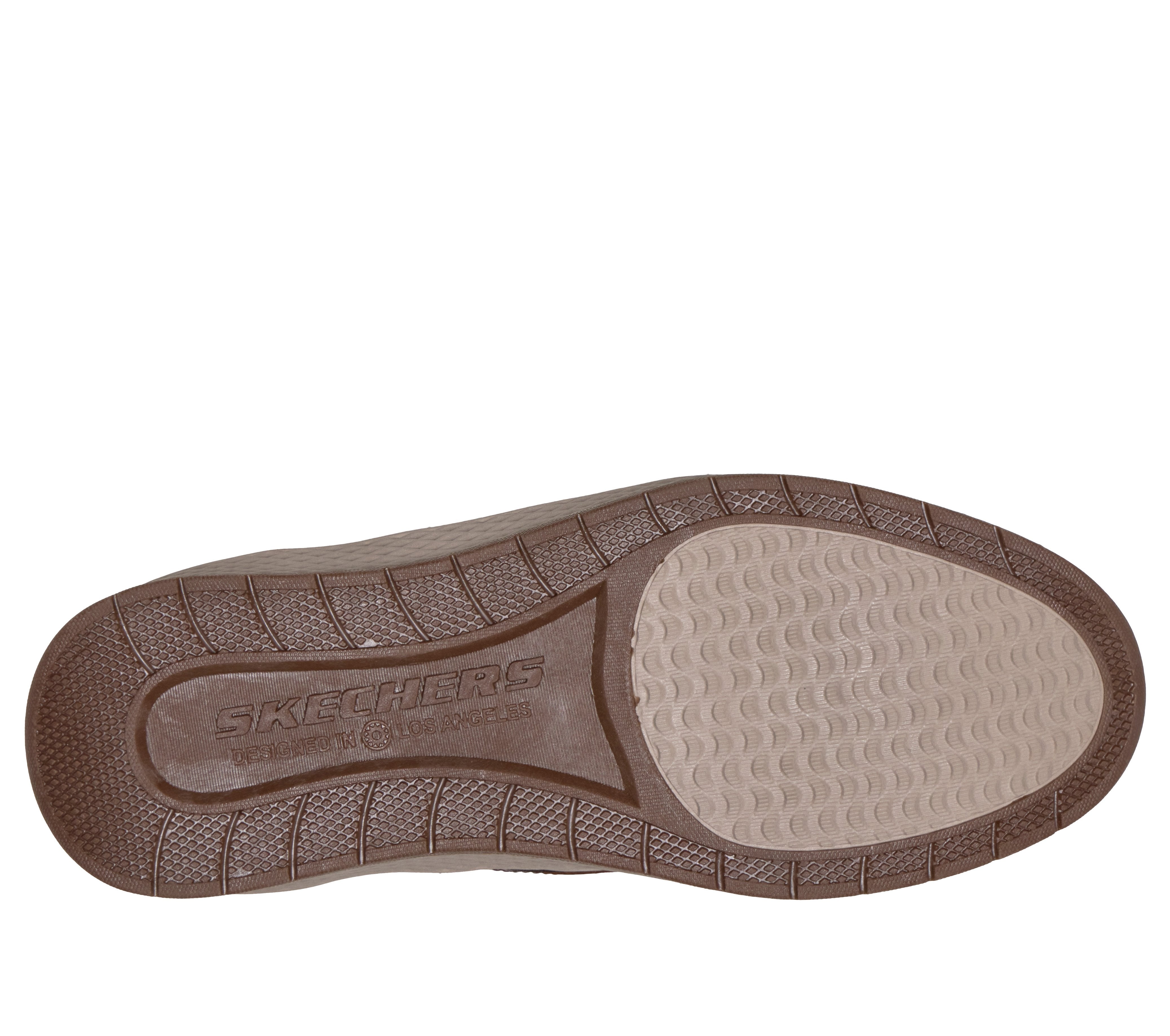 Skechers 205624 Burkett - Lonzo Mens Brown Leather Shoes, sole and tread view.