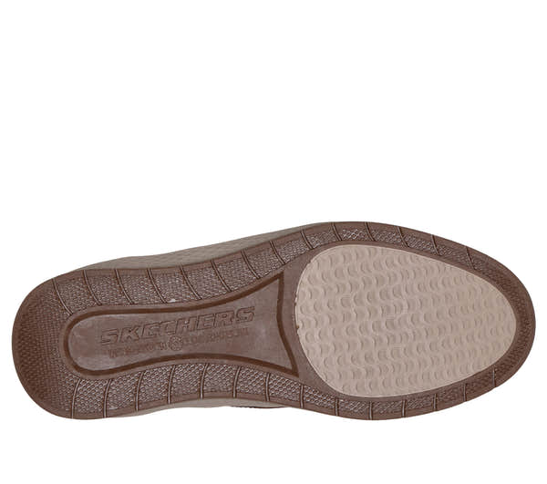 Skechers 205624 Burkett - Lonzo Mens Brown Leather Shoes, sole and tread view.