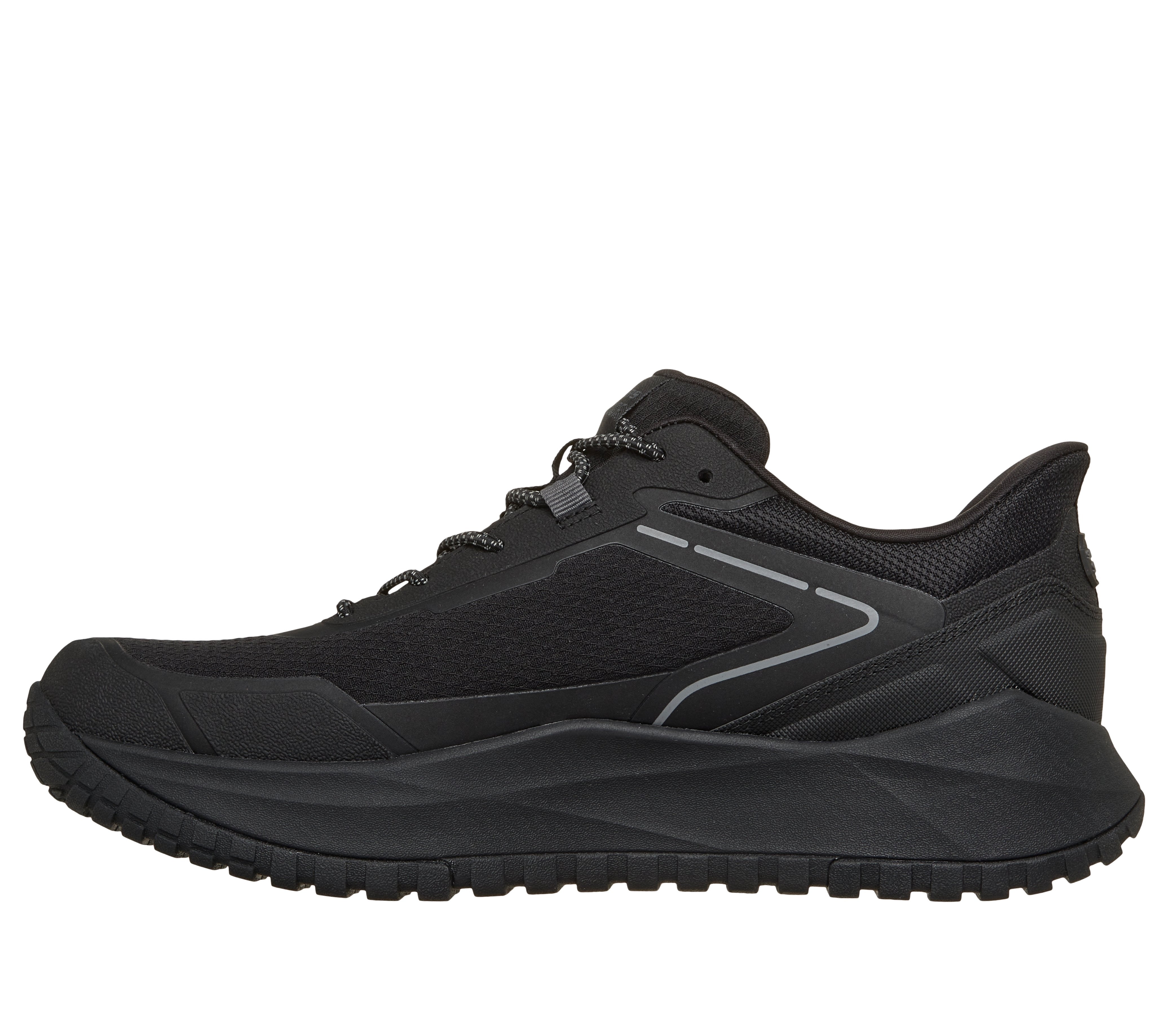 Skechers 211367 Badger - Koda Mens Black Textile Trainers, inner side view.