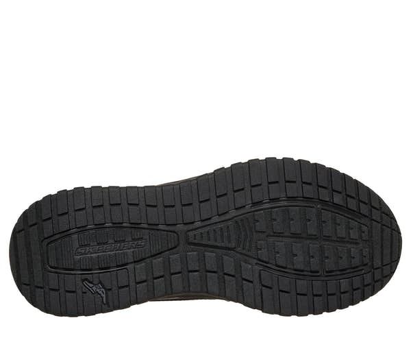 Skechers 211367 Badger - Koda Mens Black Textile Trainers, sole and tread view.
