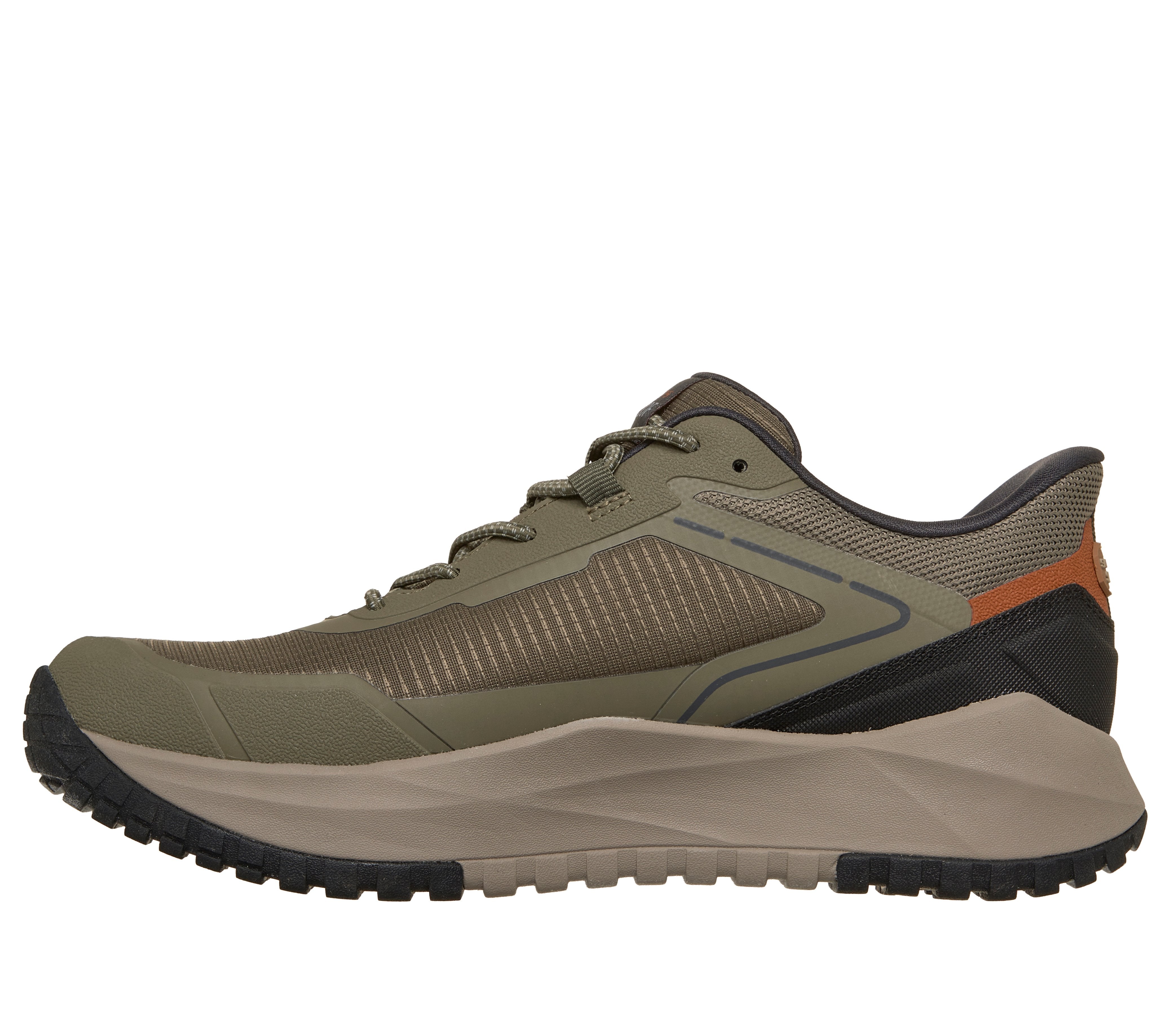 Skechers 211367 Badger - Koda Mens Olive Textile Trainers, inner side view.