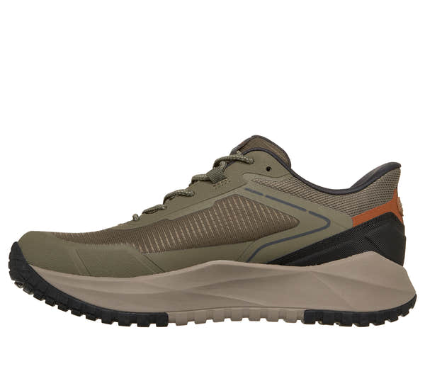 Skechers 211367 Badger - Koda Mens Olive Textile Trainers, inner side view.