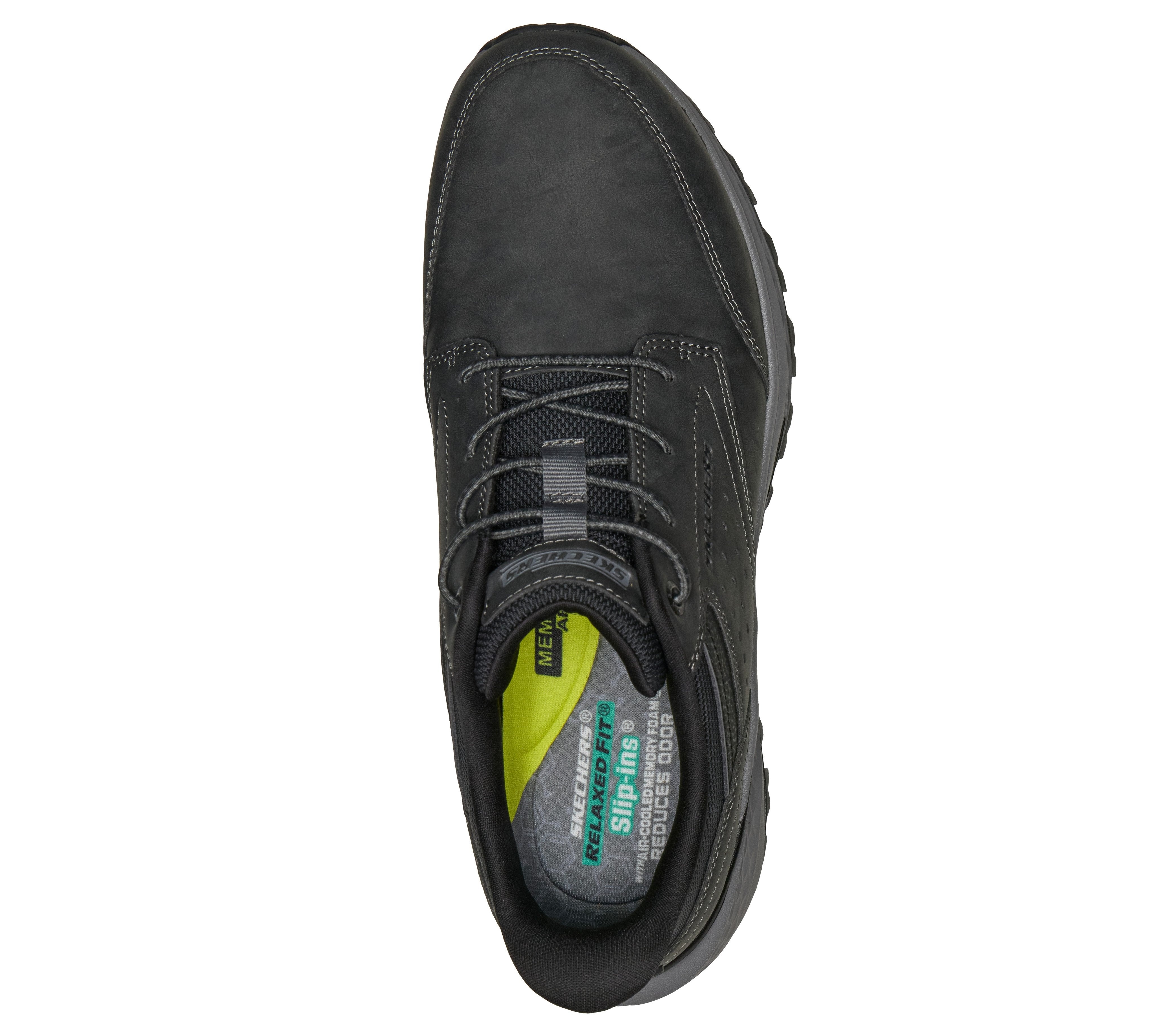 Skechers 211448 Slade Ultra - Ronan Mens Charcoal Textile Shoes, insole and footbed view.
