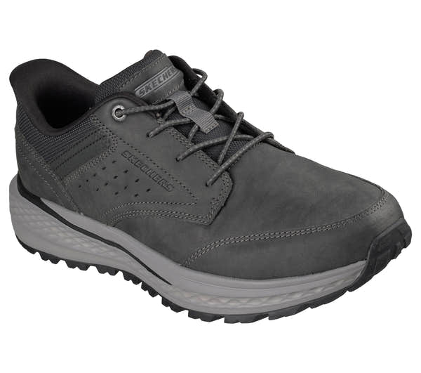 Skechers 211448 Slade Ultra - Ronan Mens Charcoal Textile Shoes, outer side view.