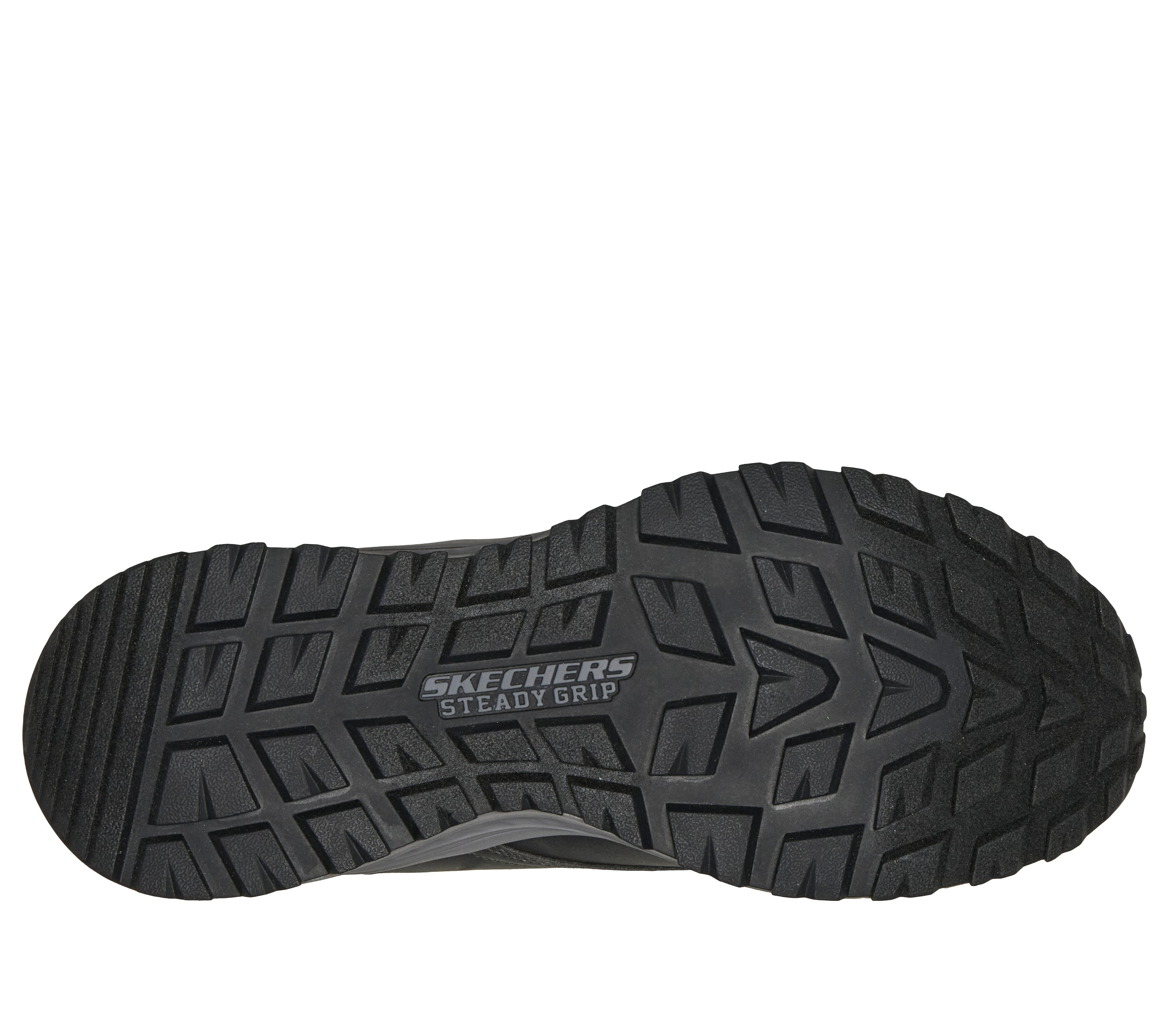 Skechers 211448 Slade Ultra - Ronan Mens Charcoal Textile Shoes, sole and tread view.