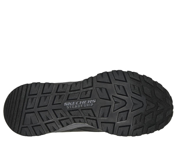 Skechers 211448 Slade Ultra - Ronan Mens Charcoal Textile Shoes, sole and tread view.