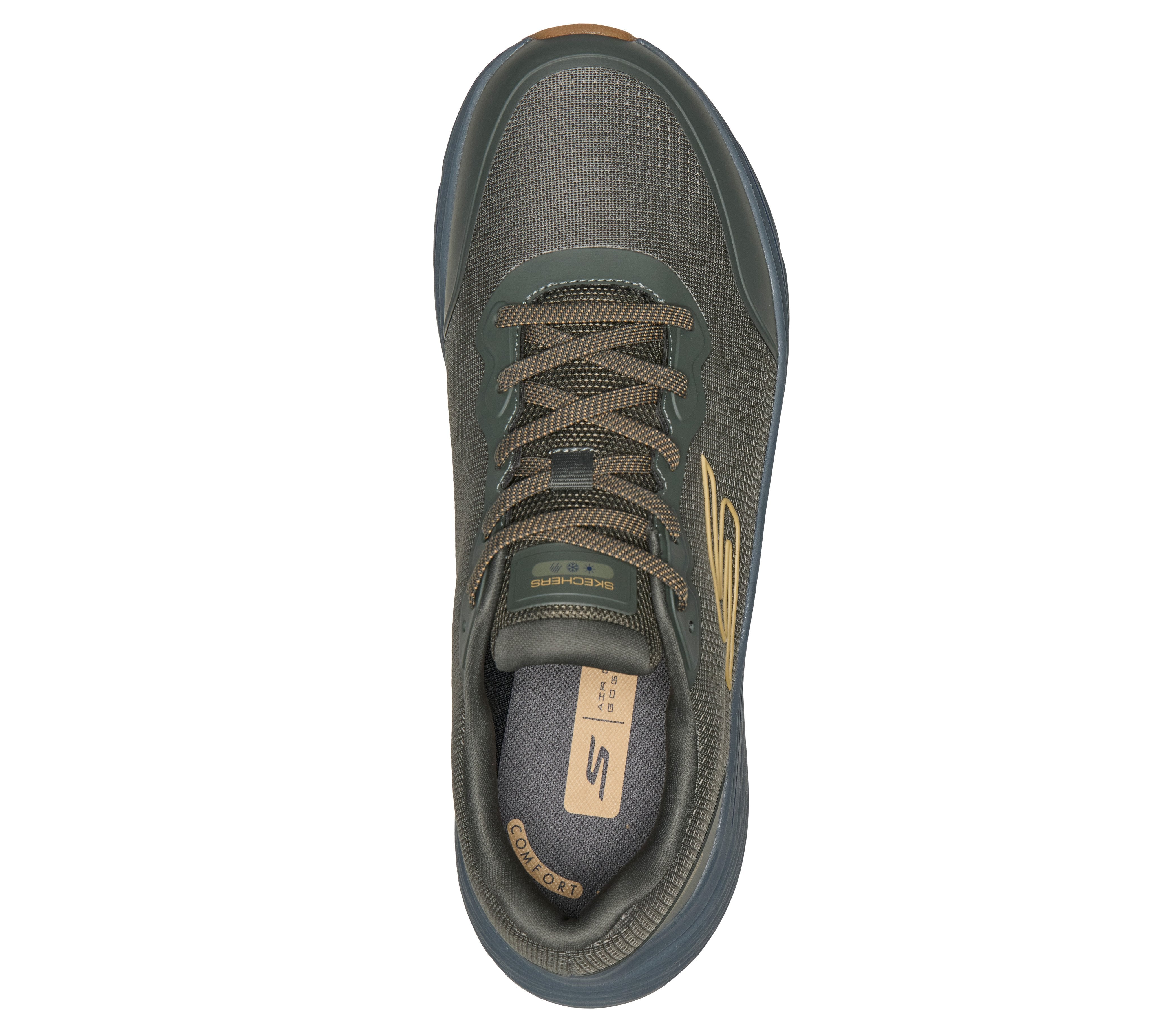 Skechers 221266 Go Run Consistent 3 - Streamh Mens Olive Textile Shoes, insole and footbed view.
