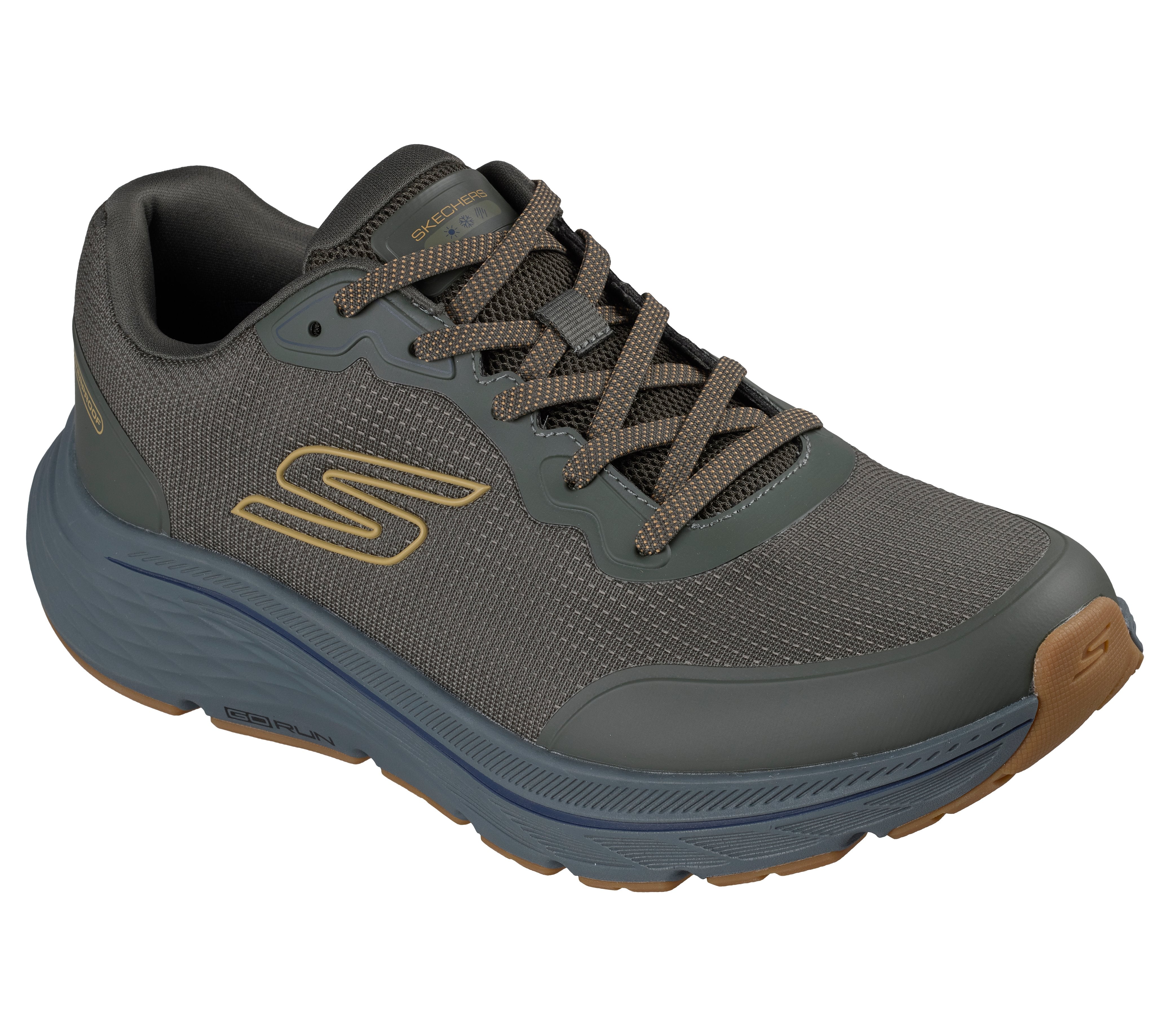 Skechers 221266 Go Run Consistent 3 - Streamh Mens Olive Textile Shoes, outer side view.