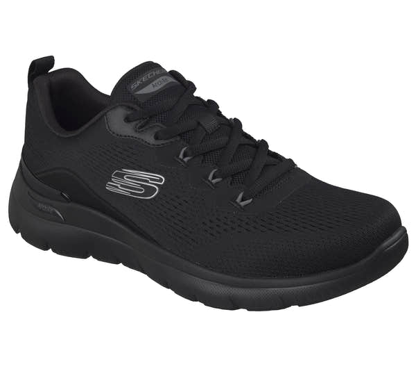 Skechers 233178 Arch Fit Summits - Kravel Mens Black Textile Shoes, outer side view.