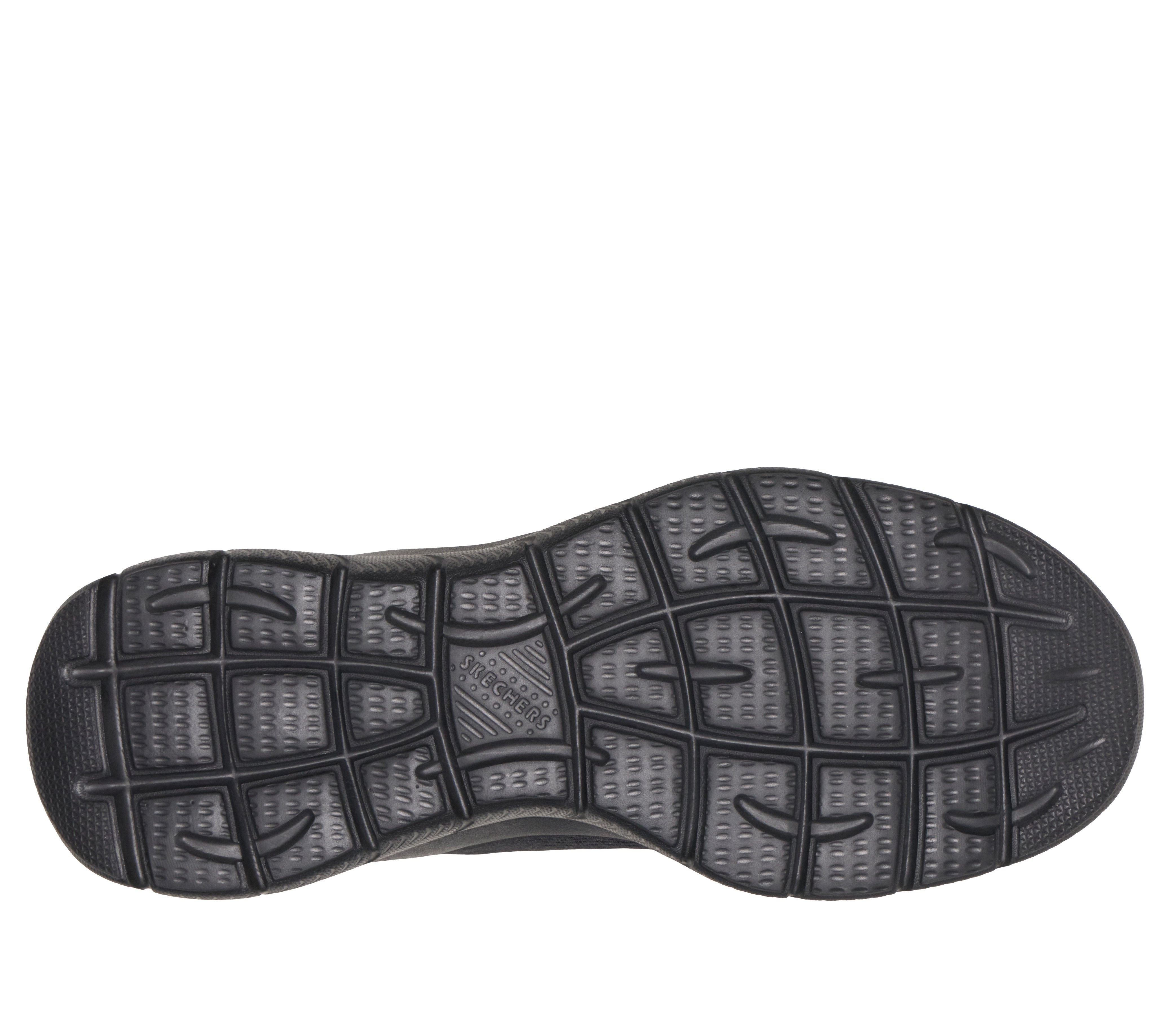 Skechers 233178 Arch Fit Summits - Kravel Mens Black Textile Shoes, sole and tread view.