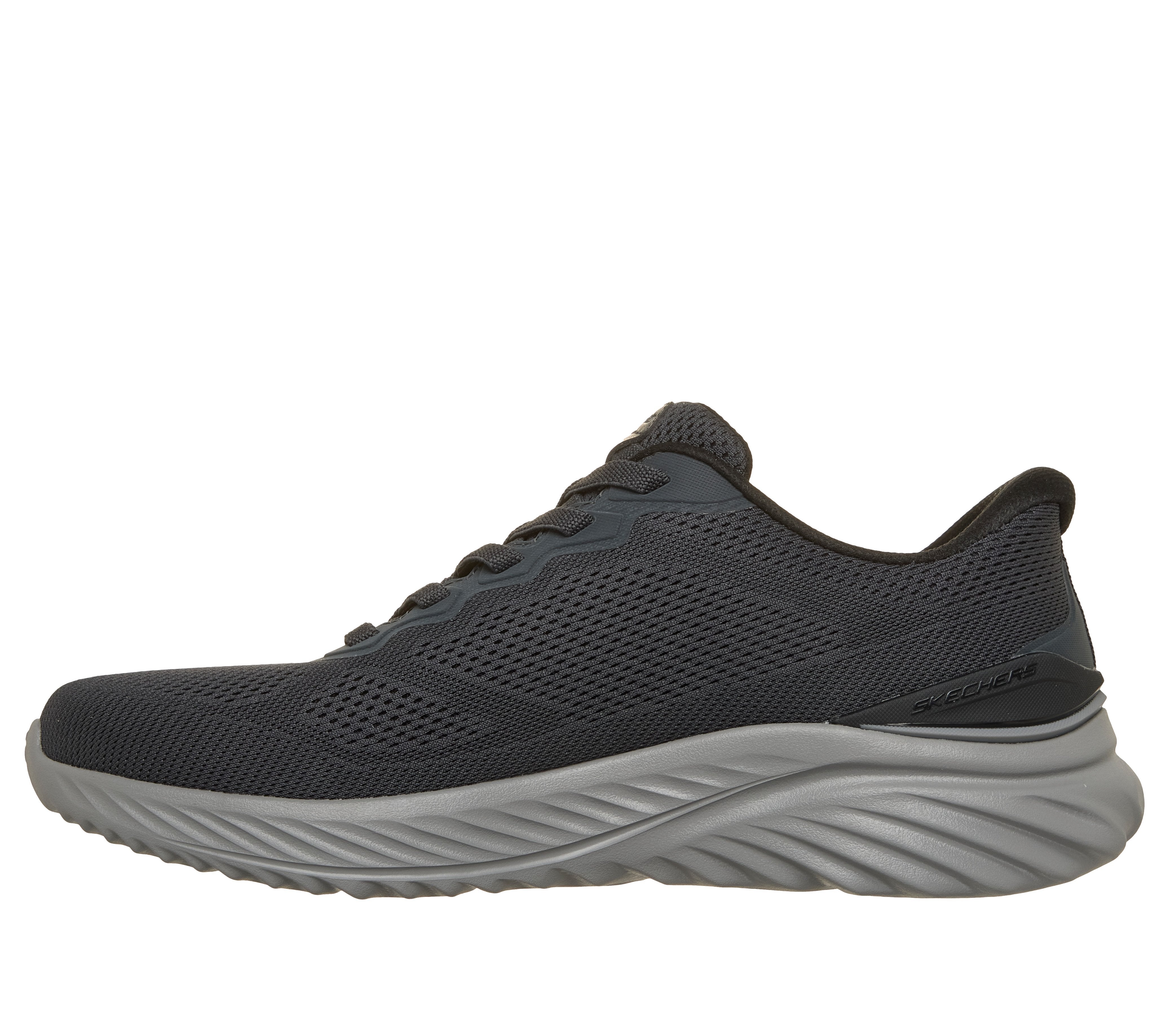 Skechers 233459 Bounder 3.0 - Reocurrence Mens Black Textile Shoes, inner side view.