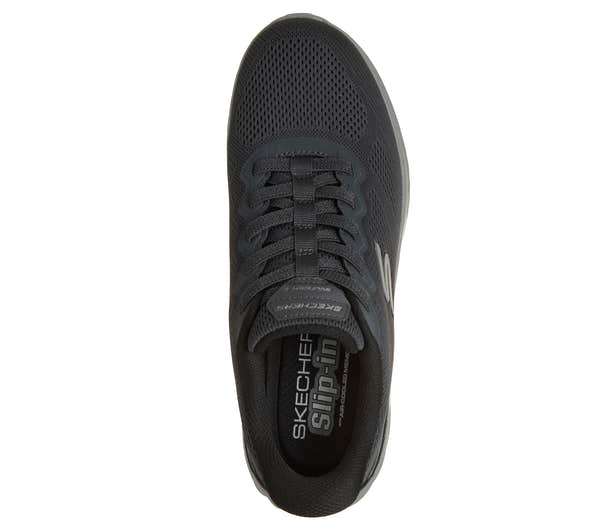 Skechers 233459 Bounder 3.0 - Reocurrence Mens Black Textile Shoes, insole and footbed view.