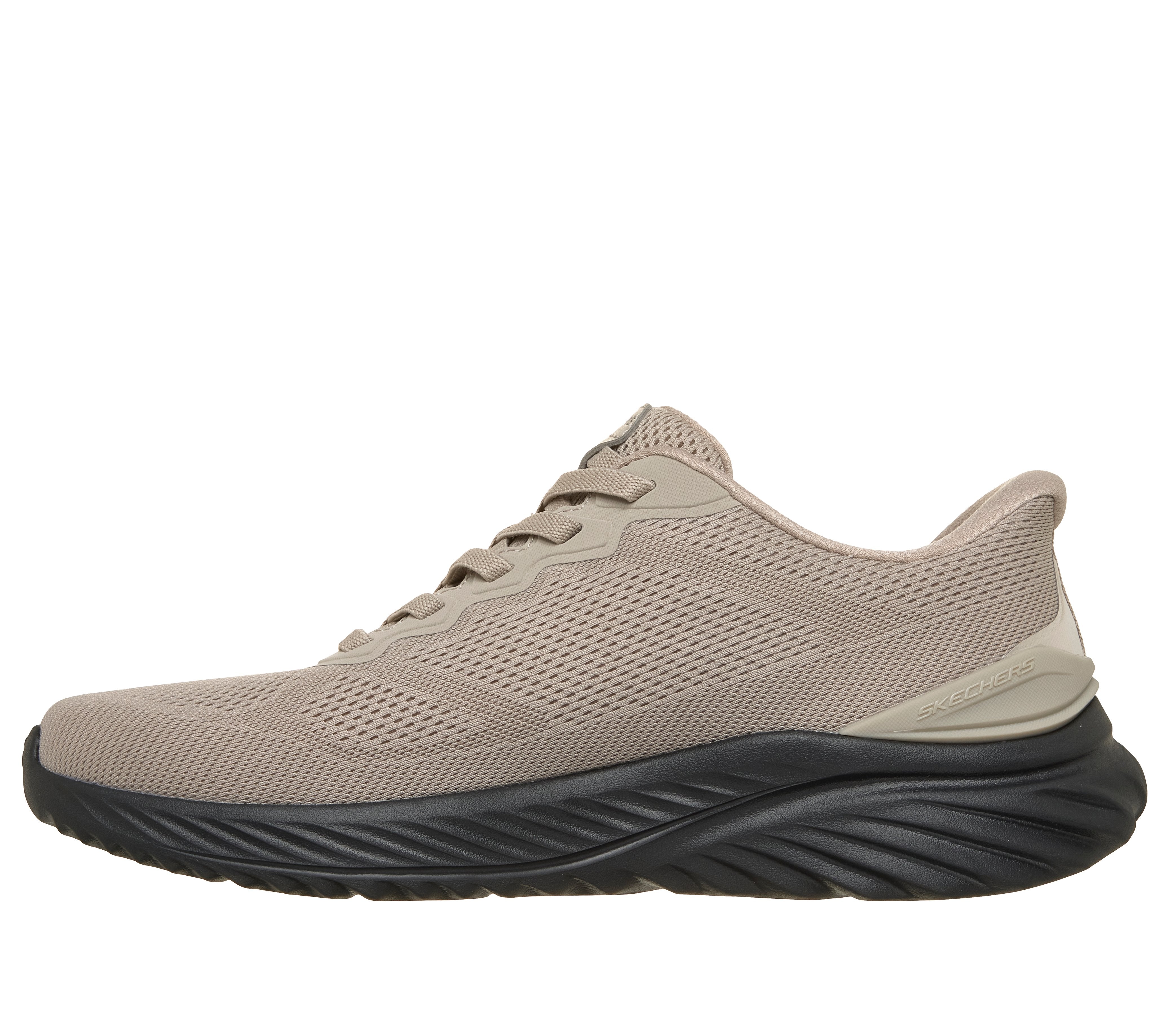Skechers 233459 Bounder 3.0 - Reocurrence Mens Taupe Black Textile Shoes, inner side view.