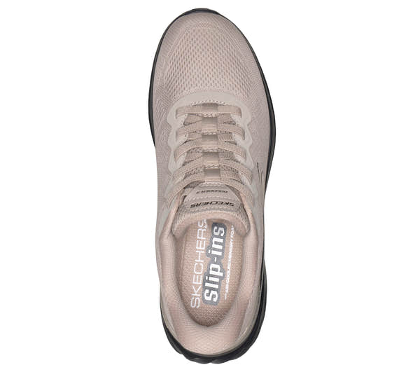 Skechers 233459 Bounder 3.0 - Reocurrence Mens Taupe Black Textile Shoes, insole and footbed view.