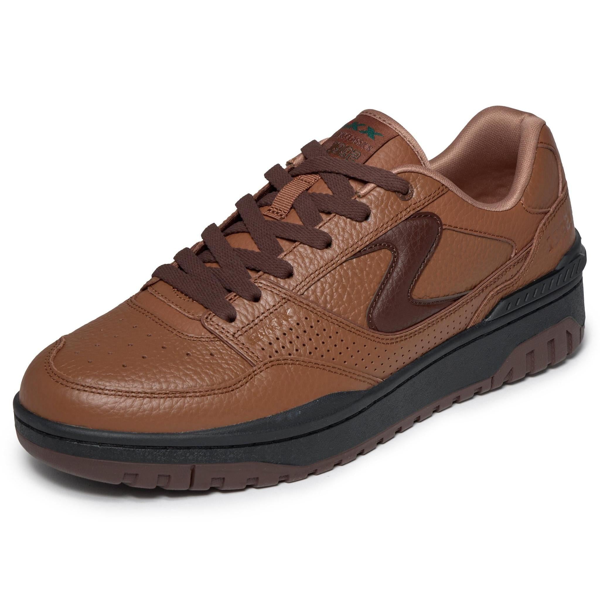 Skechers 254179 S-1992 - Troize Mens Brown Leather Mix Trainers, left side view.