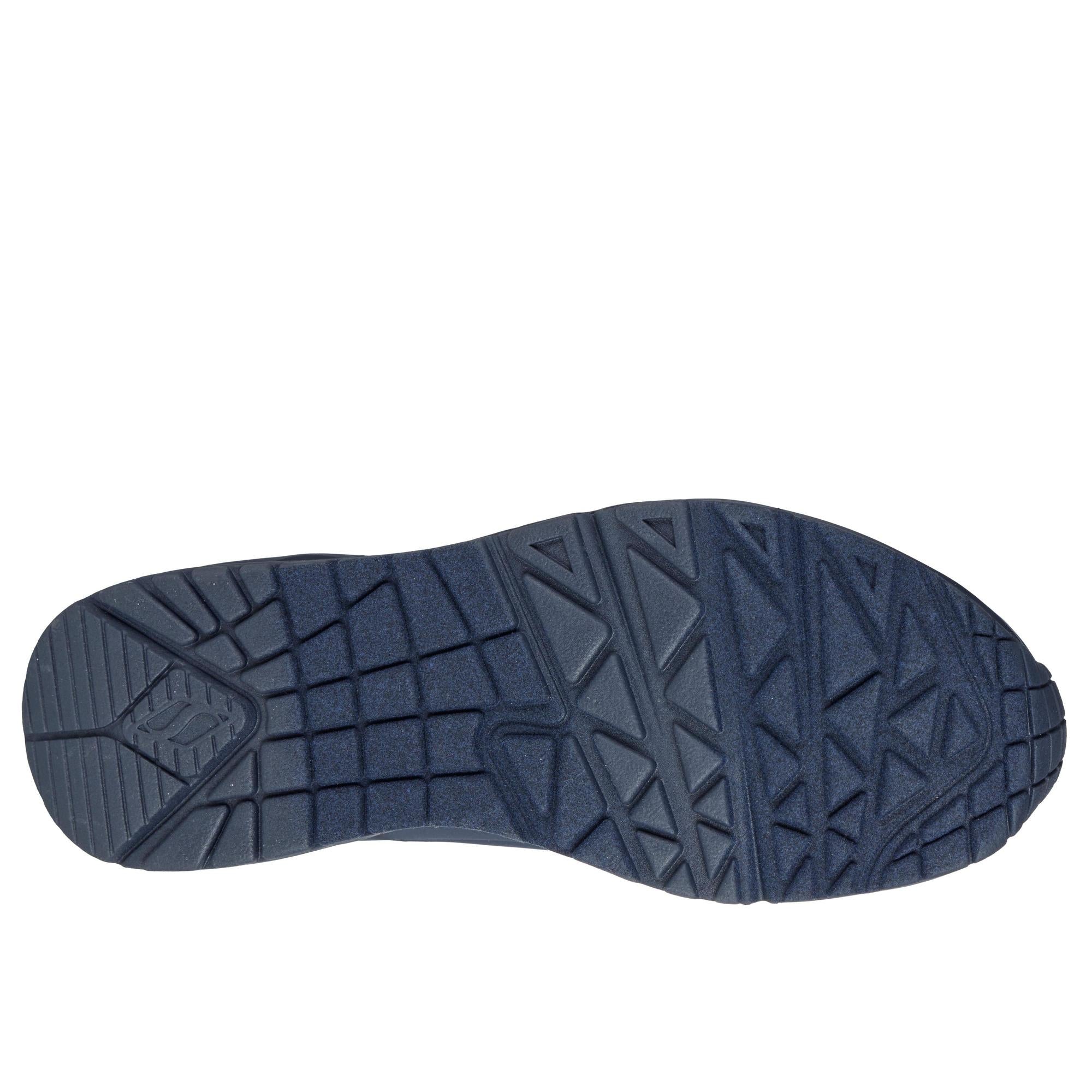 Skechers 73690 Uno - Stand On Air Ladies Dark Navy Lace Up Trainers, sole and tread view.