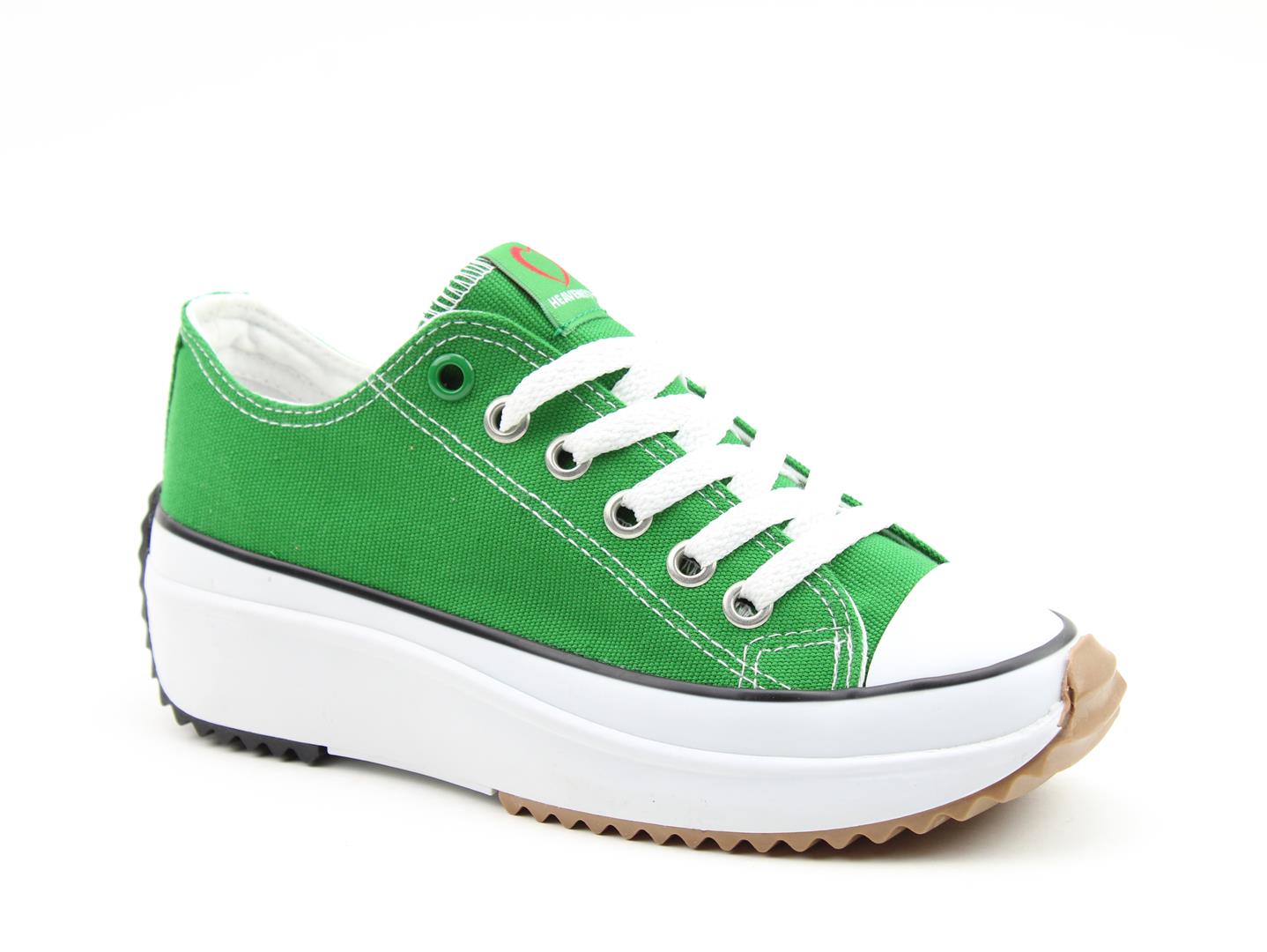 Heavenly Feet Strata Ladies Green Textile Vegan Lace Up Trainers