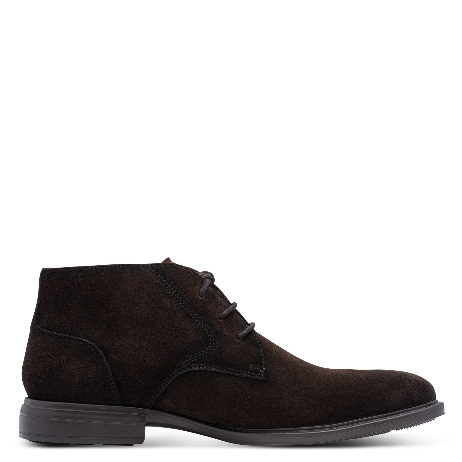 Inner side of the brown suede Tamaris chukka boot showing the lace fastening and ankle collar.