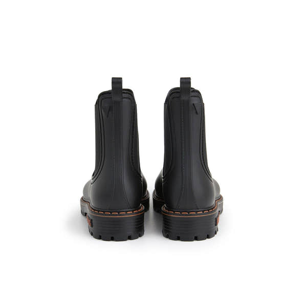Verbenas Gaudi Countryside women's Black Waterproof Chelsea Boots, rear view.