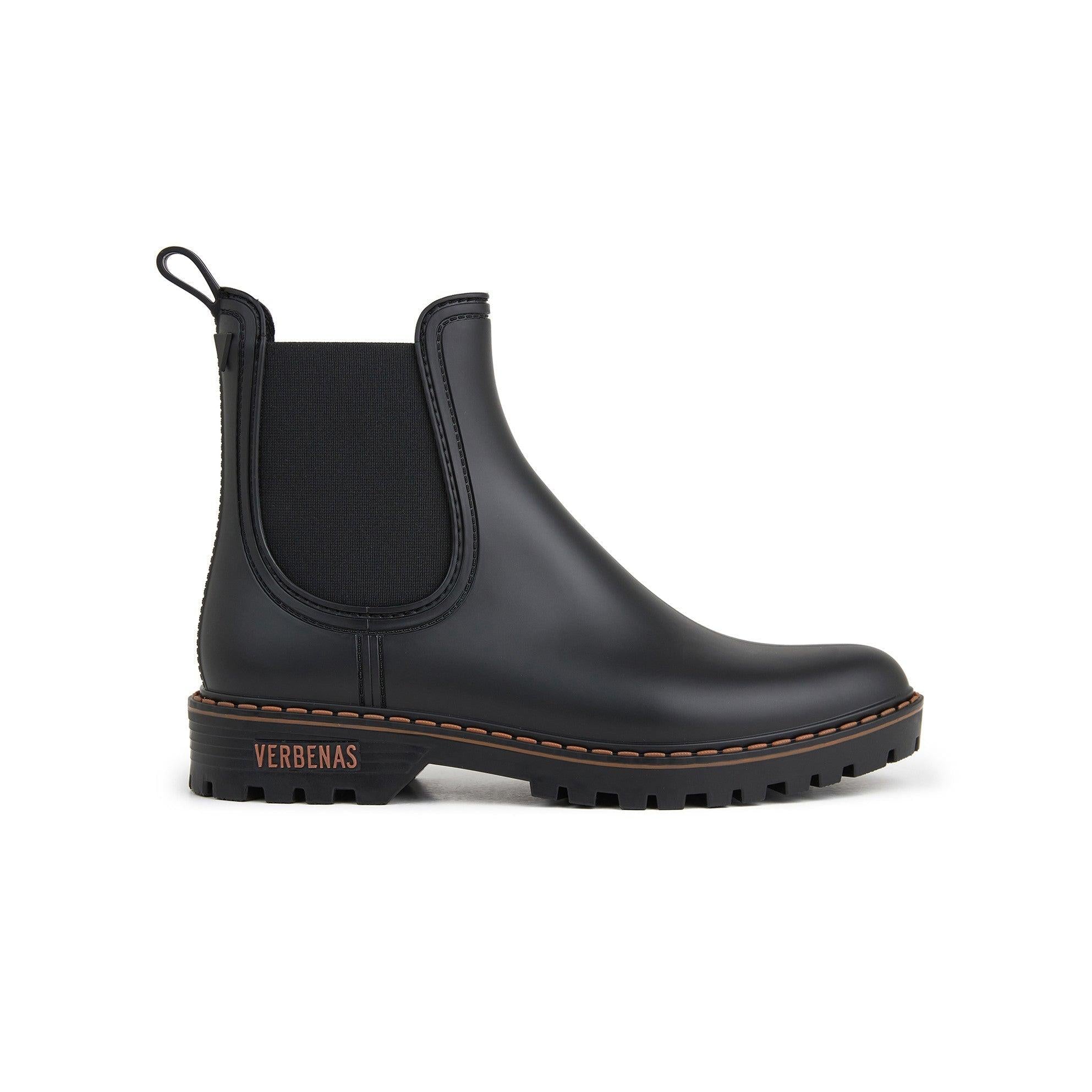 Verbenas Gaudi Countryside women's Black Waterproof Chelsea Boots, side view.