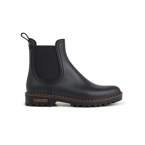 Verbenas Gaudi Countryside women's Black Waterproof Chelsea Boots, side view.