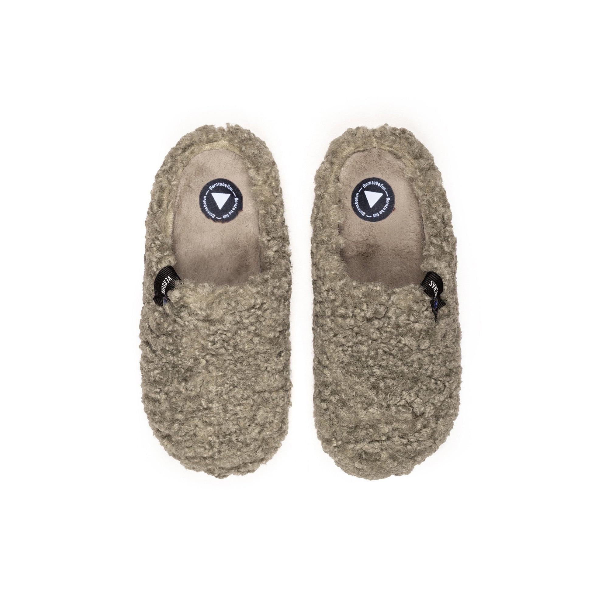 Verbenas York Curly women's Green Slippers, top view.