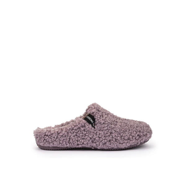 Verbenas York Curly women's Lilac Slippers, side view.