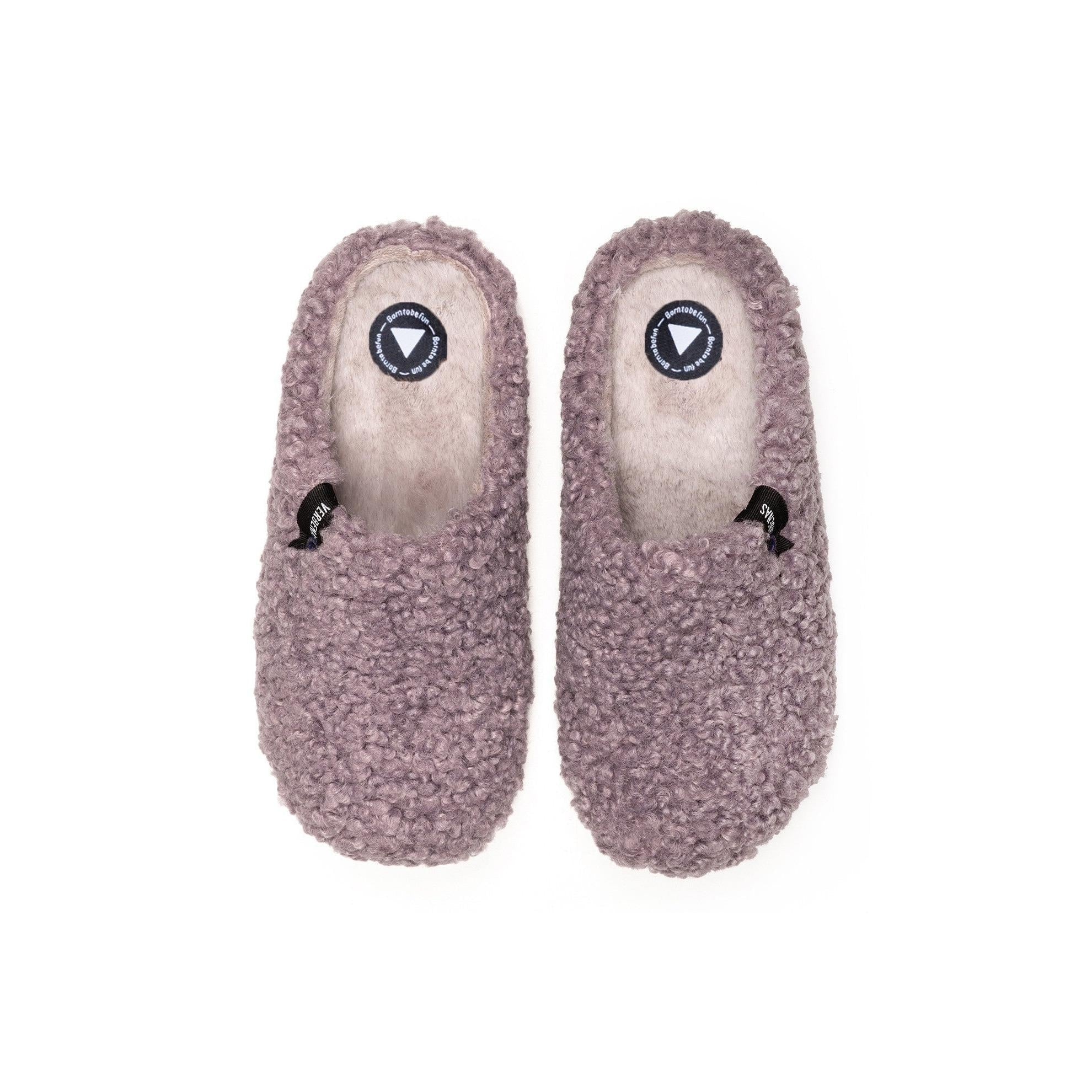 Verbenas York Curly women's Lilac Slippers, top view.