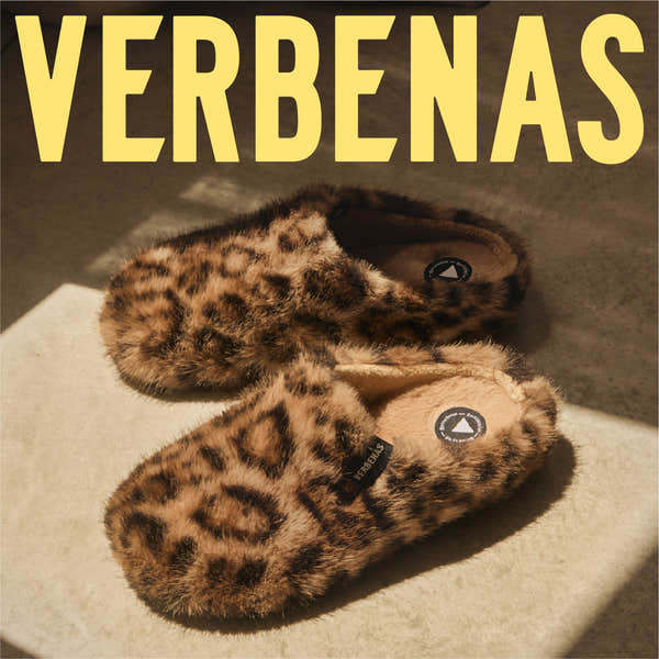 Verbenas York Feline women's leopard-print open-back slippers in the AW26 campaign.