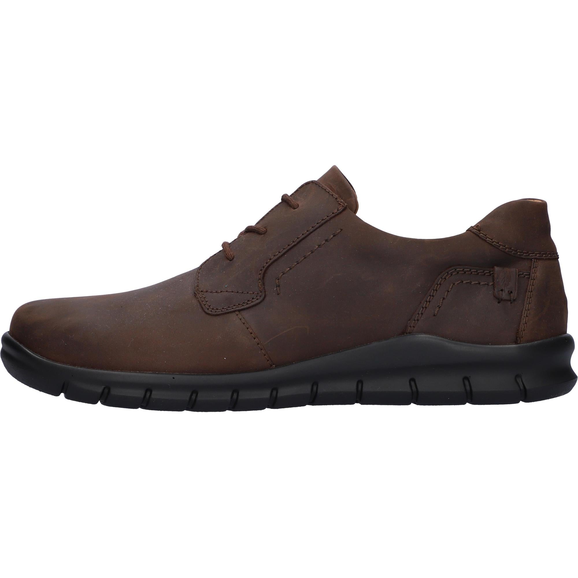 Waldlaufer 366002 158 216 Hector men's Wide Dark Brown Leather Arch Support Lace Up Shoes, inner side view.