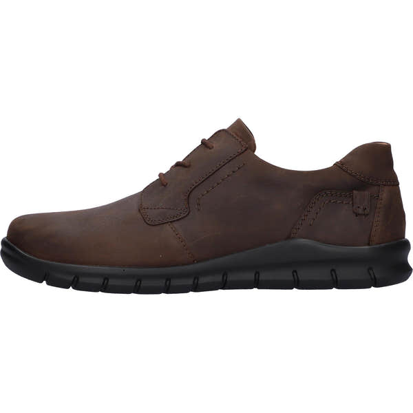 Waldlaufer 366002 158 216 Hector men's Wide Dark Brown Leather Arch Support Lace Up Shoes, inner side view.