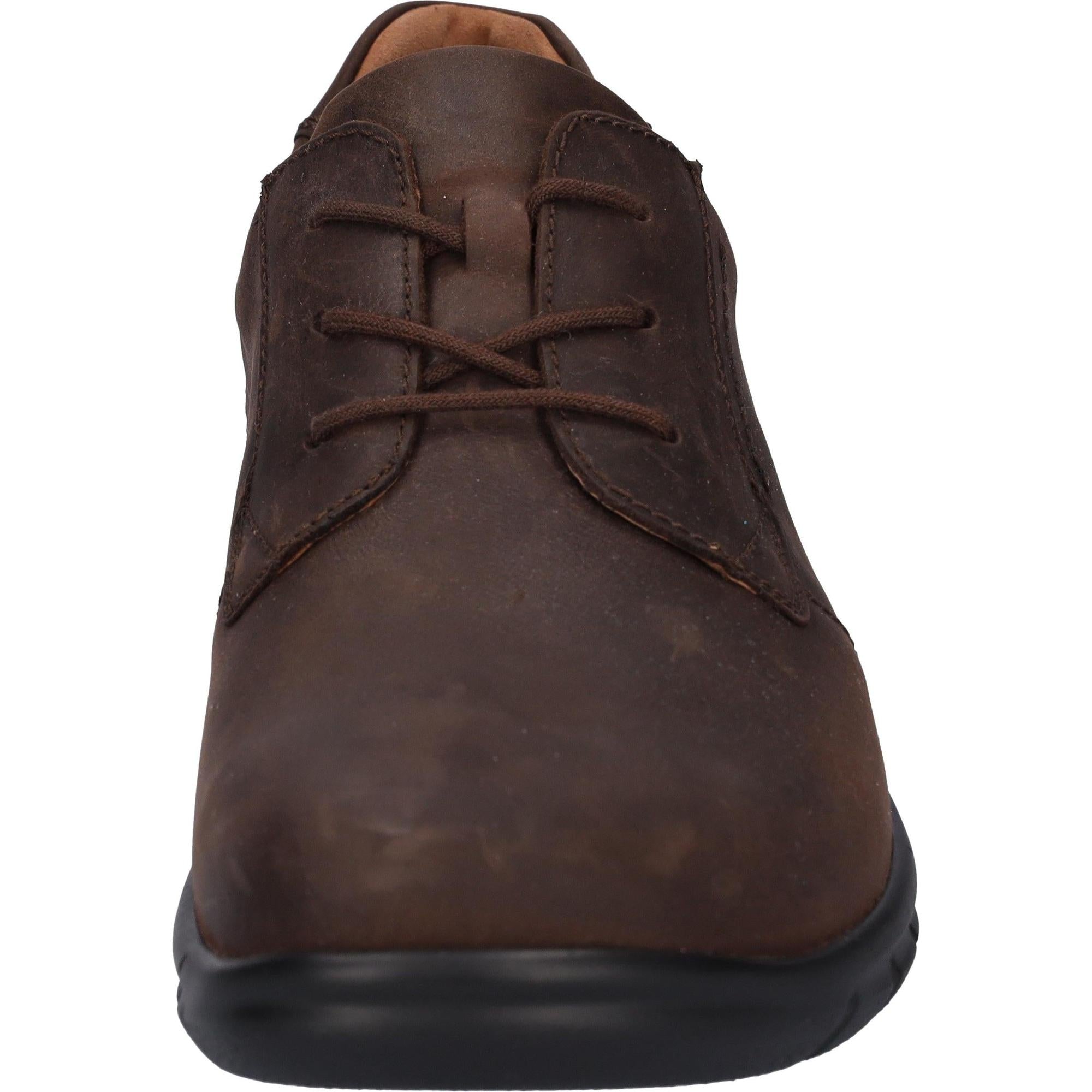 Waldlaufer 366002 158 216 Hector men's Wide Dark Brown Leather Arch Support Lace Up Shoes, outer side view.