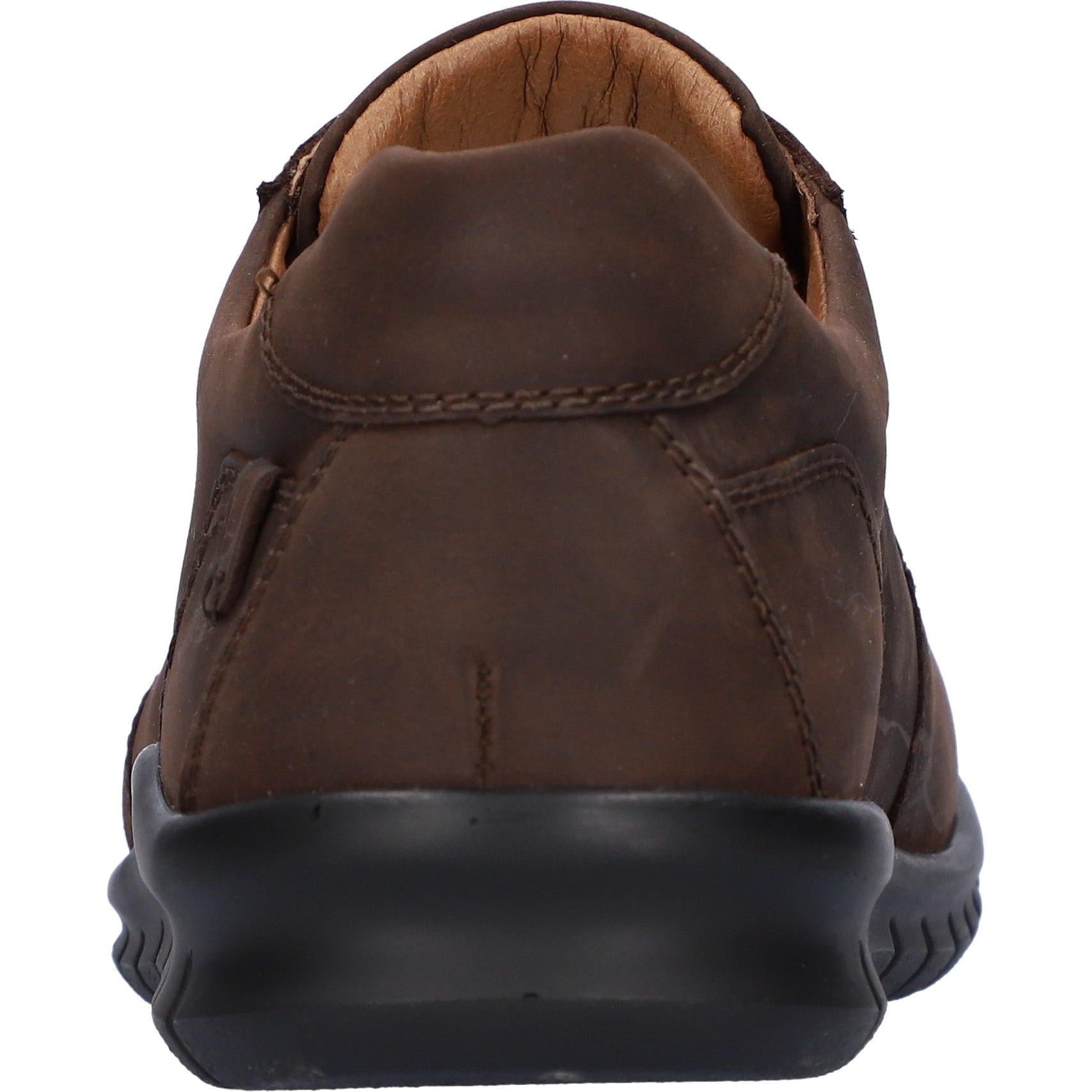 Waldlaufer 366002 158 216 Hector men's Wide Dark Brown Leather Arch Support Lace Up Shoes, top and fastening detail.