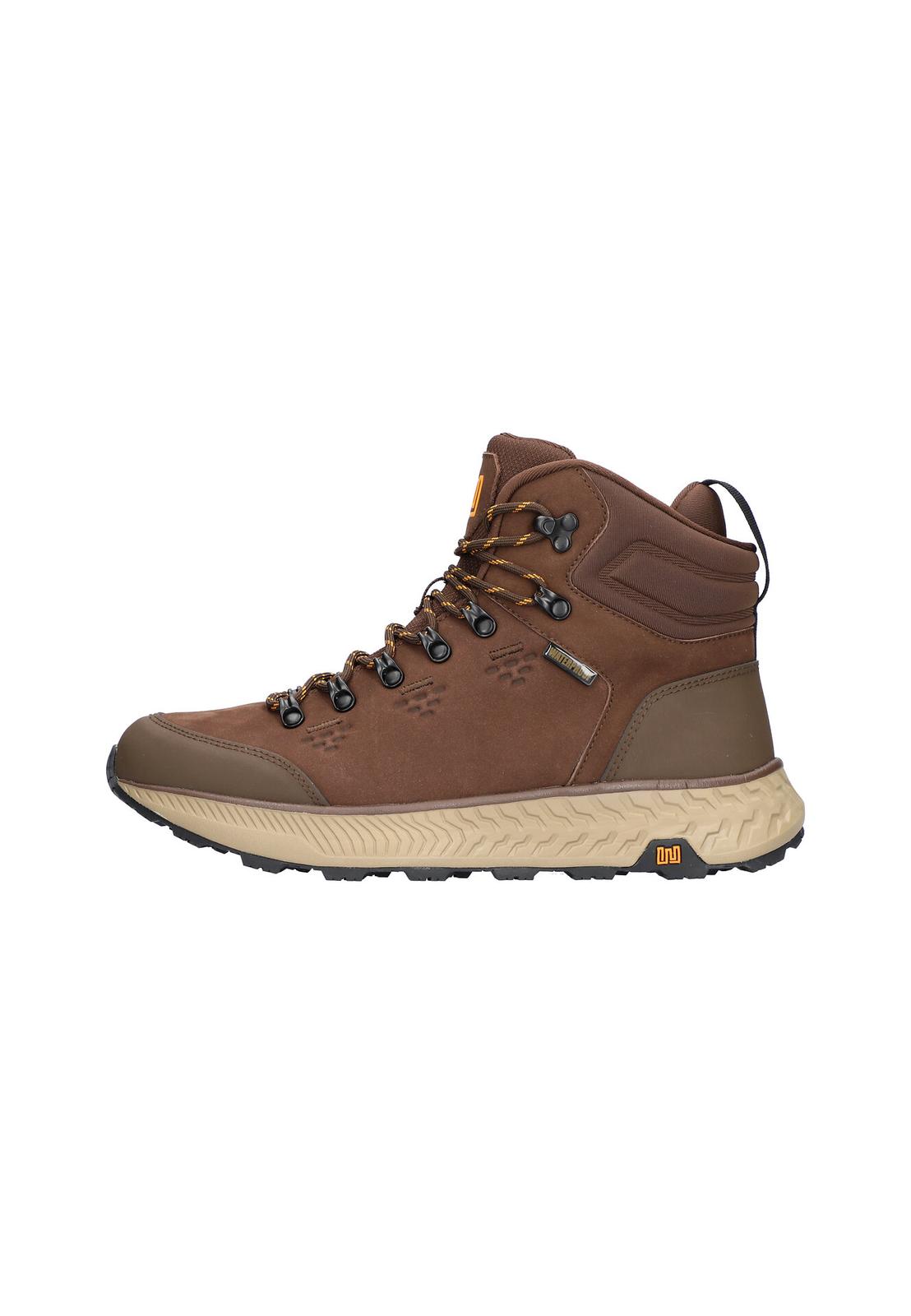 Waldlaufer 540970 100 166 H-Michi men's Wide Brown Nubuck Arch Support Waterproof Lace Up Ankle Boots, front three-quarter.