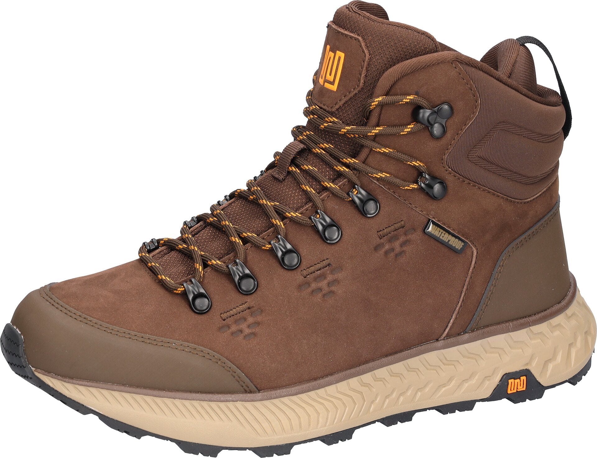 Waldlaufer 540970 100 166 H-Michi men's Wide Brown Nubuck Arch Support Waterproof Lace Up Ankle Boots, inner side view.