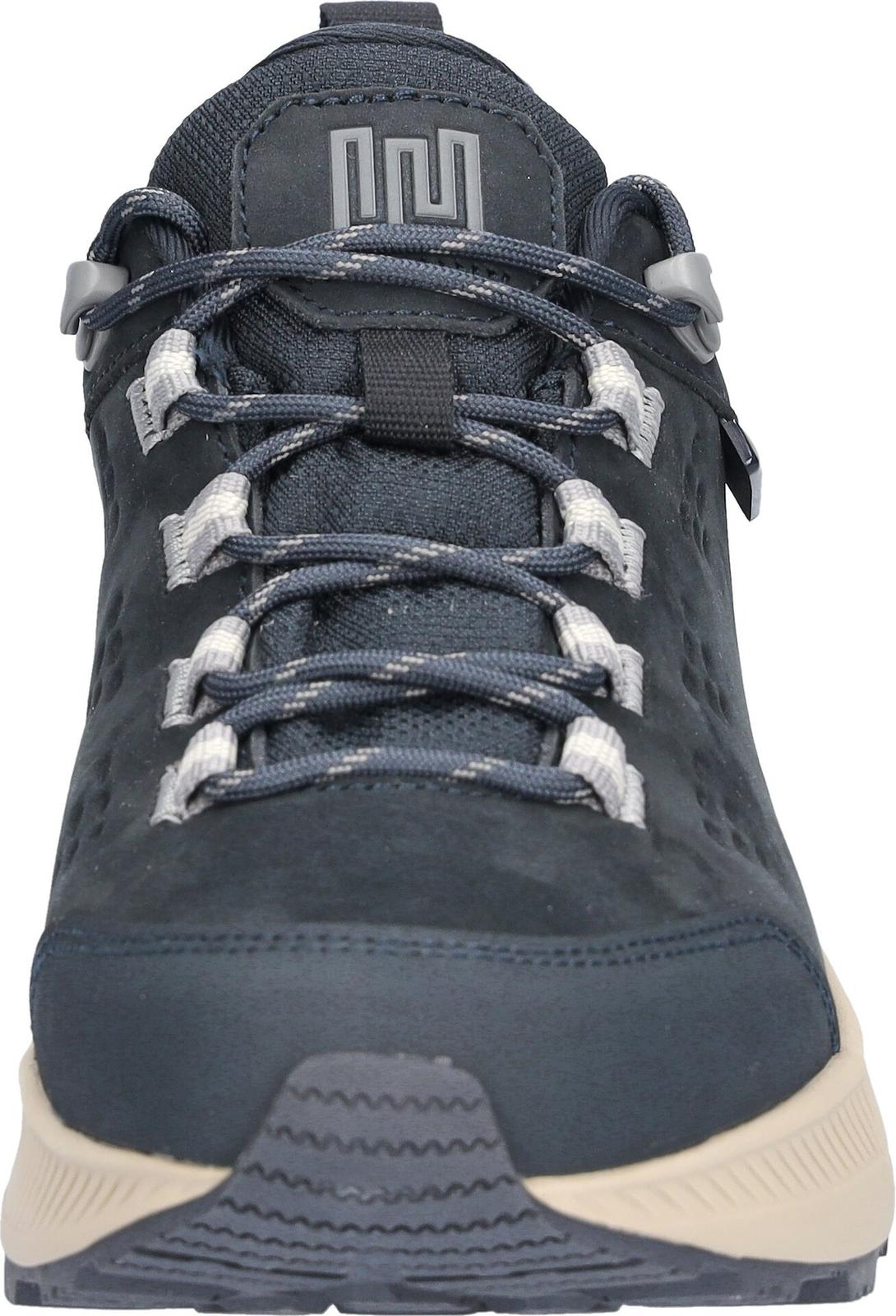 Waldlaufer 545950 101 194 H-Milli women's Wide Navy Blue Nubuck Arch Support Waterproof Lace Up Shoes, outer side view.