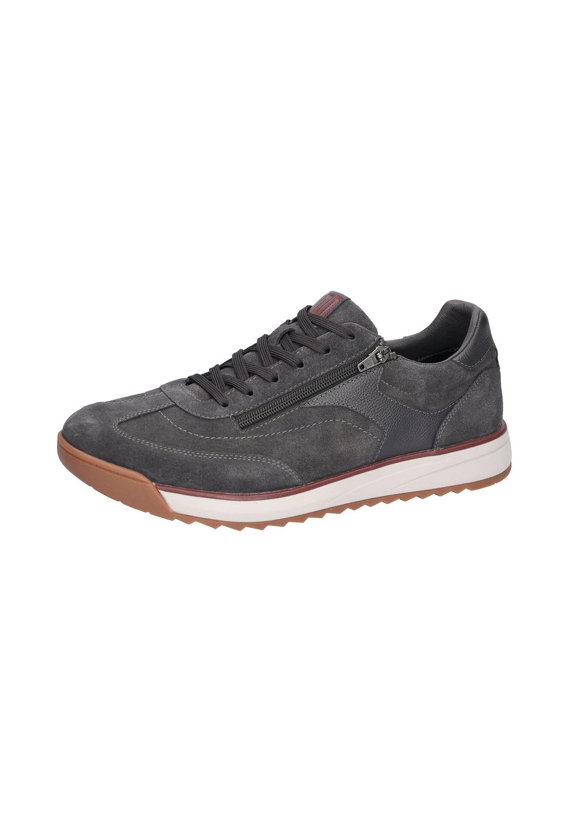 Waldlaufer 567001 100 052 H-Carlo men's Wide Carbon Grey Suede Arch Support Lace Up Trainers, inner side view.