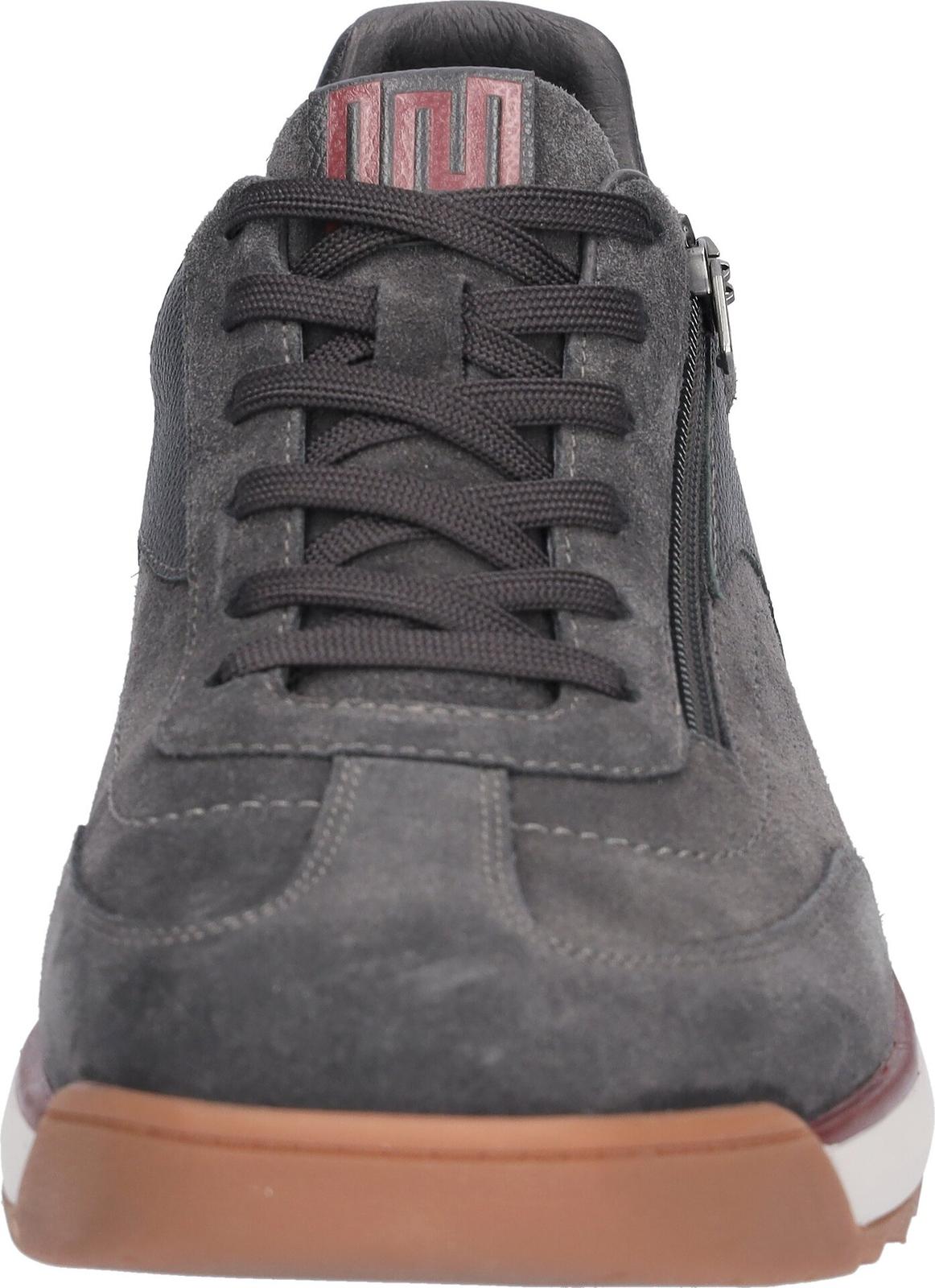 Waldlaufer 567001 100 052 H-Carlo men's Wide Carbon Grey Suede Arch Support Lace Up Trainers, outer side view.