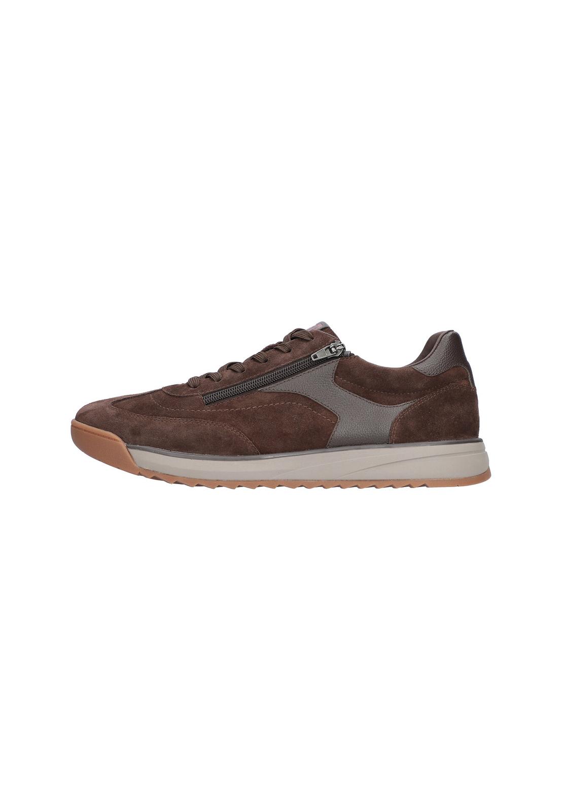 Waldlaufer 567001 102 166 H-Carlo men's Wide Dark Brown Suede Arch Support Lace Up Trainers, front three-quarter view.