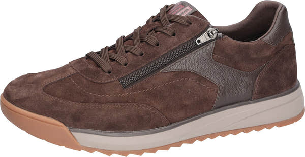 Waldlaufer 567001 102 166 H-Carlo men's Wide Dark Brown Suede Arch Support Lace Up Trainers, inner side view.