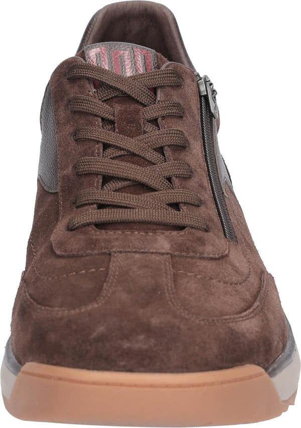 Waldlaufer 567001 102 166 H-Carlo men's Wide Dark Brown Suede Arch Support Lace Up Trainers, outer side view.