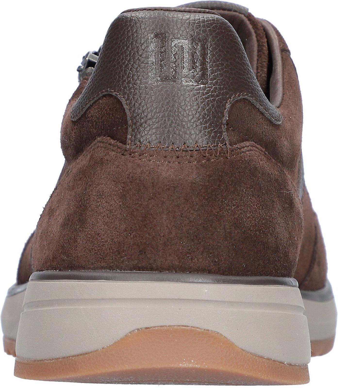 Waldlaufer 567001 102 166 H-Carlo men's Wide Dark Brown Suede Arch Support Lace Up Trainers, top and fastening detail.