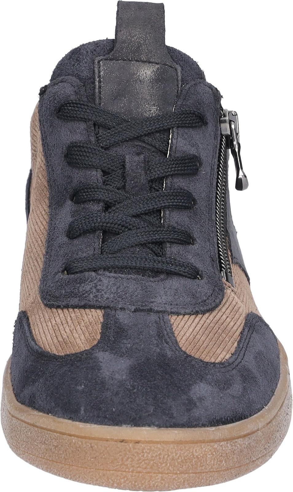 Waldlaufer 704005 406 519 H-Daisy women's Wide Navy Blue/Beige Suede Arch Support Zip & Lace Trainers, outer side view.
