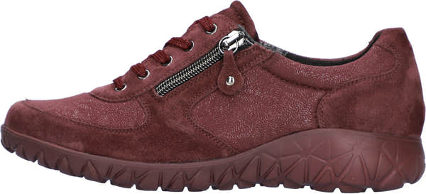 Waldlaufer H89001 253 020 Havy Soft women's Wide Burgundy/Chocolate Brown Suede Stretch Arch Support Zip & Lace Trainers.