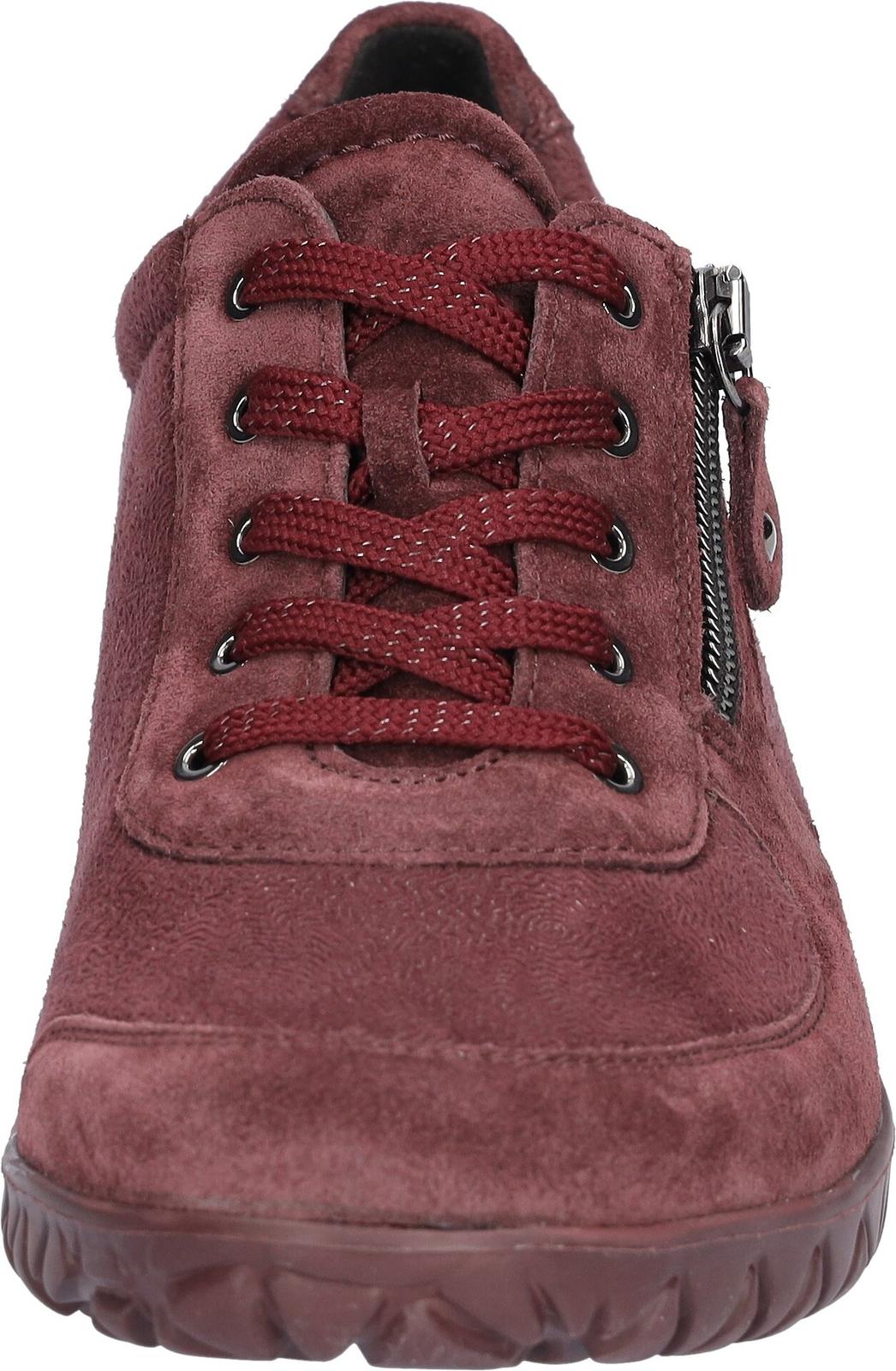 Waldlaufer H89001 253 020 Havy Soft women's Wide Burgundy/Chocolate Brown Suede Stretch Arch Support Zip & Lace Trainers.