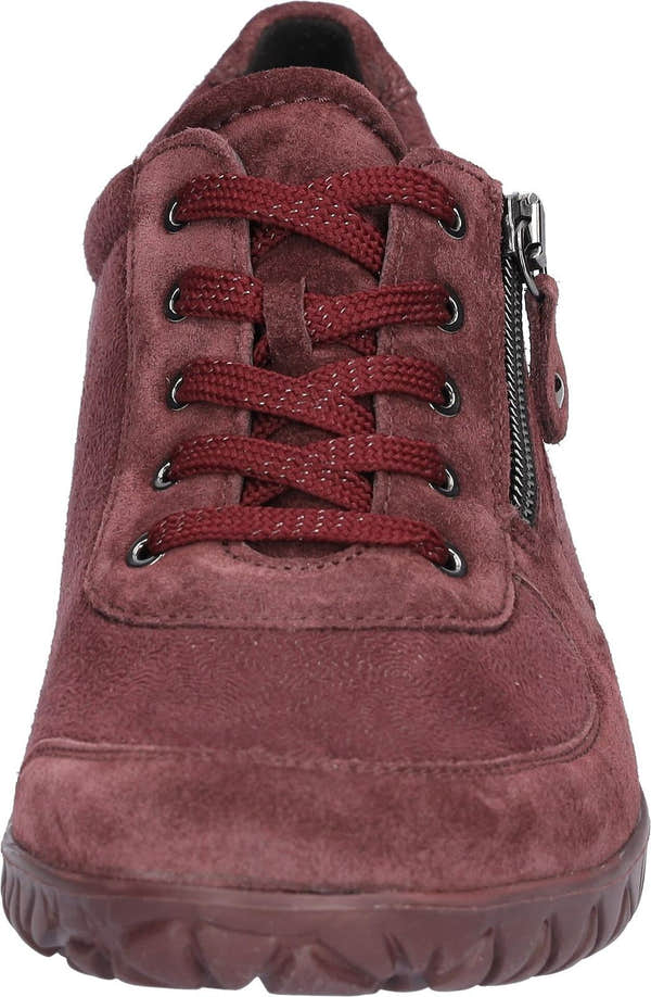 Waldlaufer H89001 253 020 Havy Soft women's Wide Burgundy/Chocolate Brown Suede Stretch Arch Support Zip & Lace Trainers.