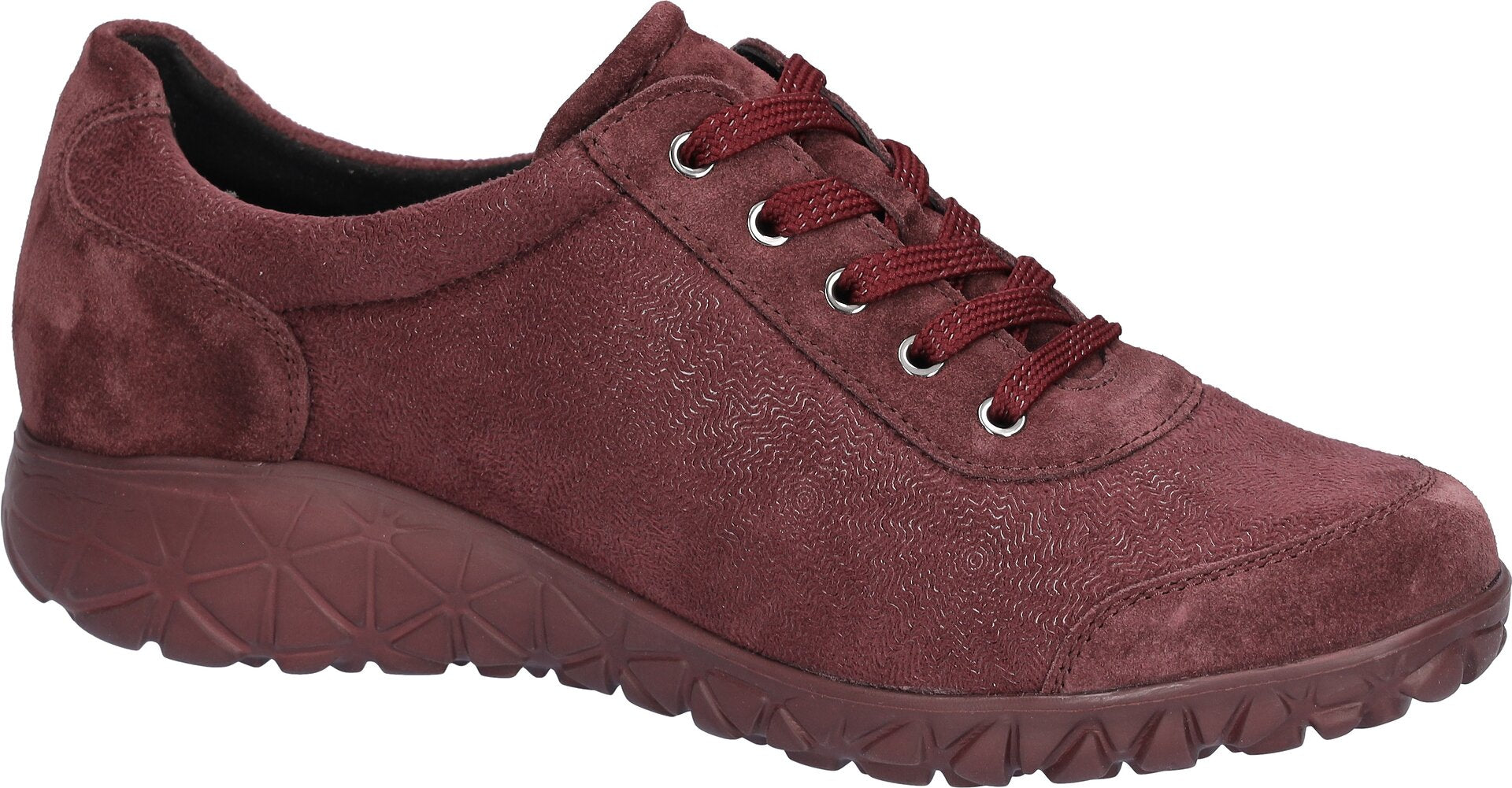 Waldlaufer H89001 253 020 Havy Soft women's Wide Burgundy/Chocolate Brown Suede Stretch Arch Support Zip & Lace Trainers.