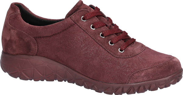 Waldlaufer H89001 253 020 Havy Soft women's Wide Burgundy/Chocolate Brown Suede Stretch Arch Support Zip & Lace Trainers.