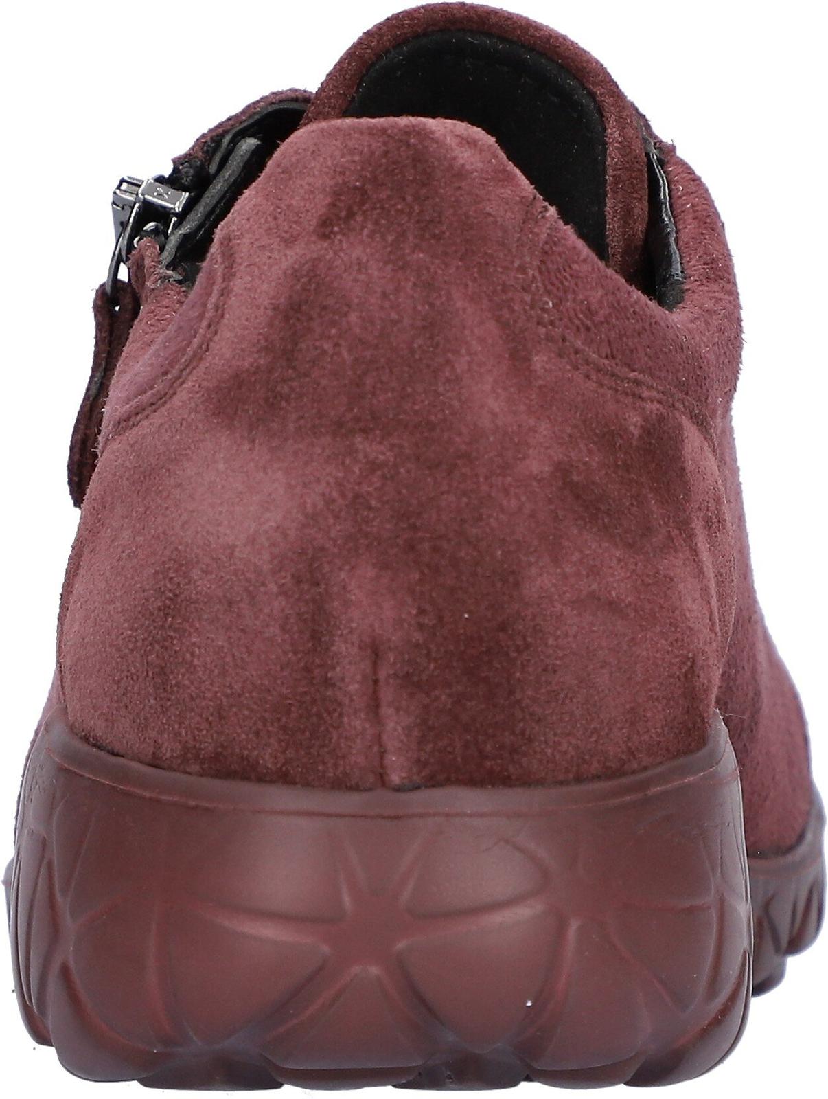 Waldlaufer H89001 253 020 Havy Soft women's Wide Burgundy/Chocolate Brown Suede Stretch Arch Support Zip & Lace Trainers.